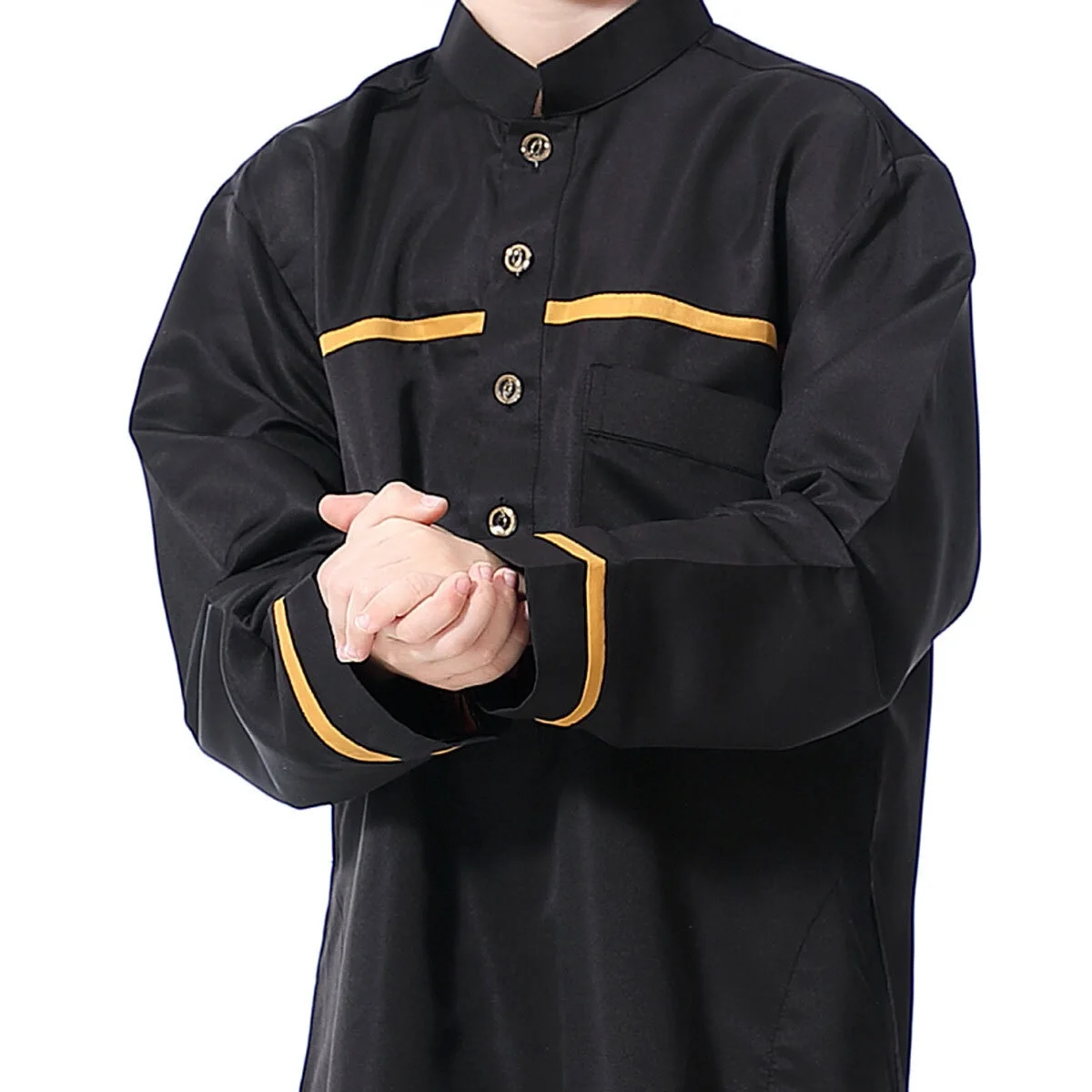 Autumn Muslim Kids Abaya For Boys Jubba Thobe Long Sleeves Arab Teenagers Islamic Clothing Children Dubai Stripes Robe Kaftan
