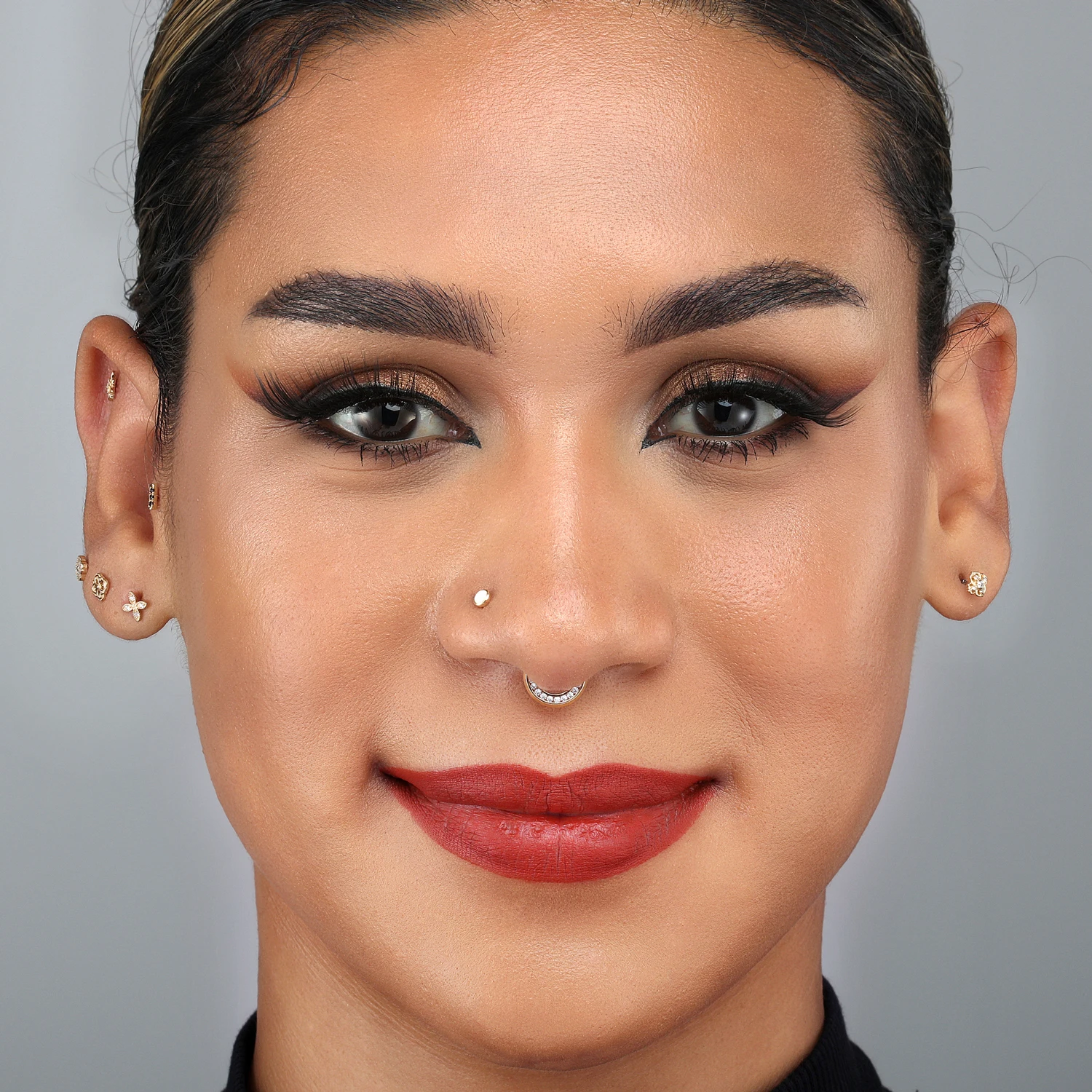 Giometal 14K Solid Gold Hinged Segment Rings Septum Clickers Earrings nose conch daith Luxury Piercing Body Jewelry Factory