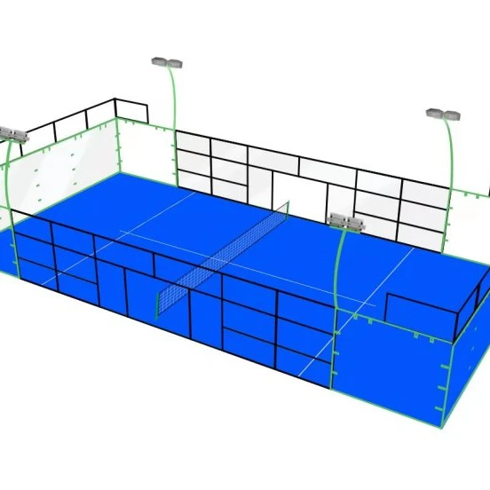 Blue Outdoor Portable Panoramic Padel Tennis Court Colorful Artificial Grass Sale Tennis Court Equipment