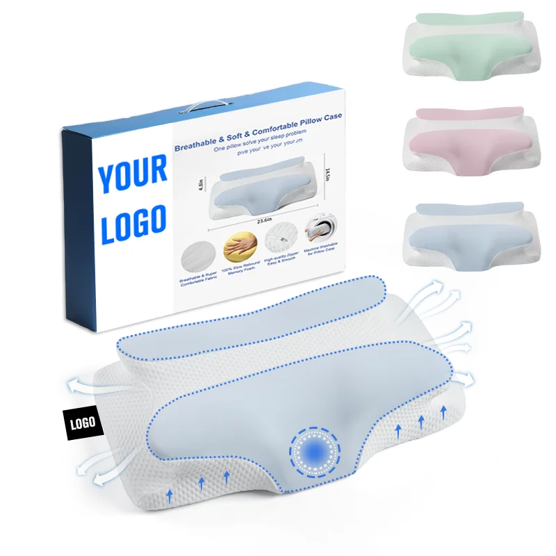 LIANDA P-116 Custom Logo Ergonomic Slow Rebound Memory Foam Orthopedic Sleep Support Cervical Butterfly Neck Sleeping Pillow