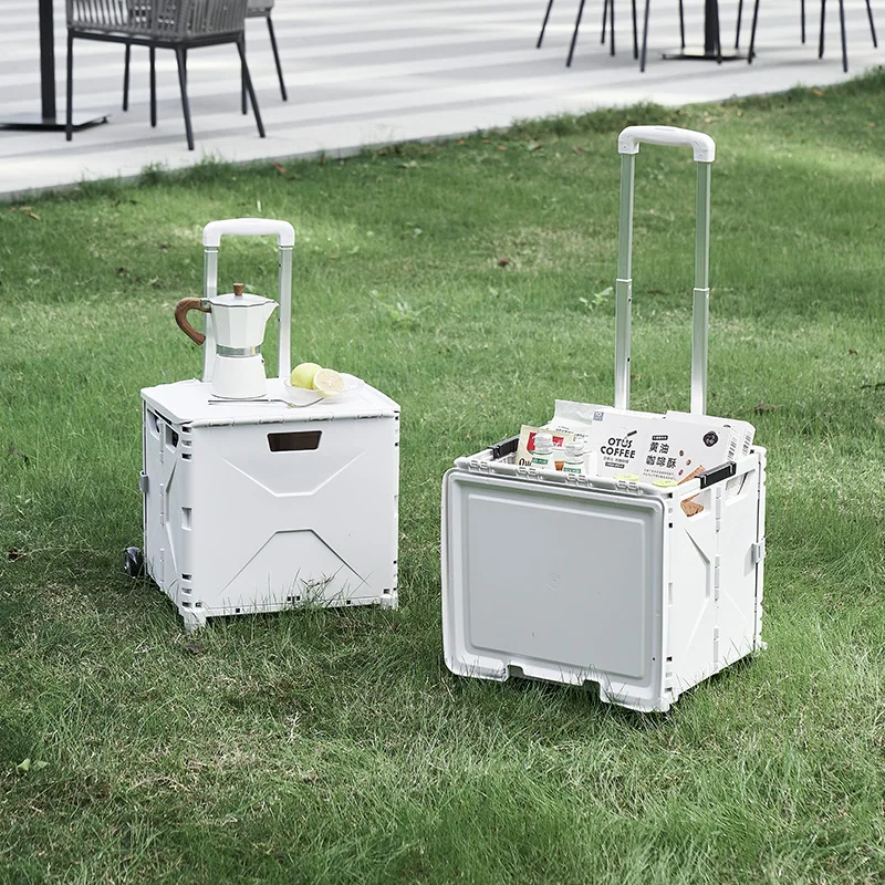Shopping Trolleys 4 wheels Foldable Utility Cart 45L Supermarket  Grocery Shopping Suitcase Foldable rolling Trolley Crate