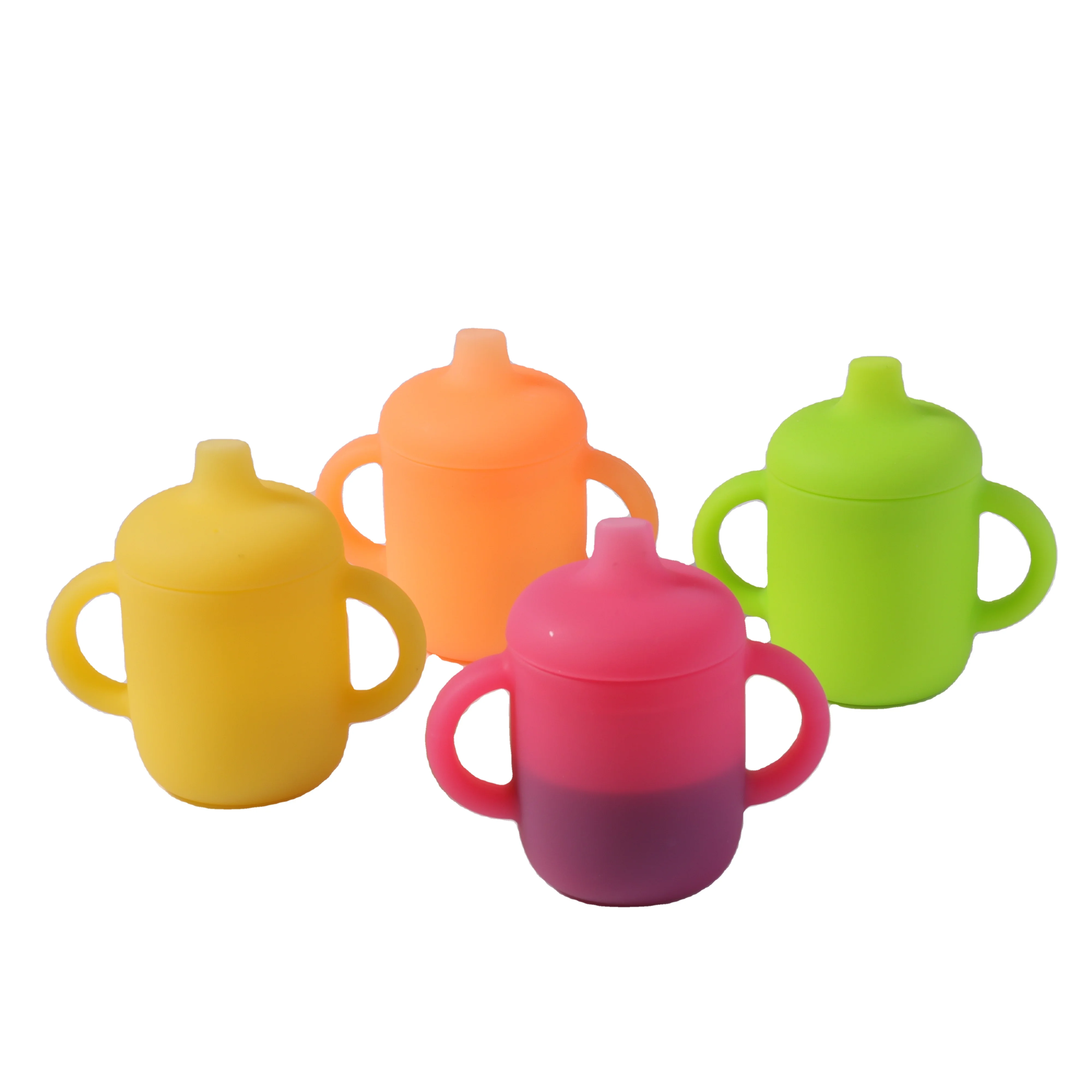 BPA FREE Baby Clear Silicone Cup with straw  leak proof SIPPY CUP for Toddlers No Spill Silicon Baby Weaning Sippy Cup