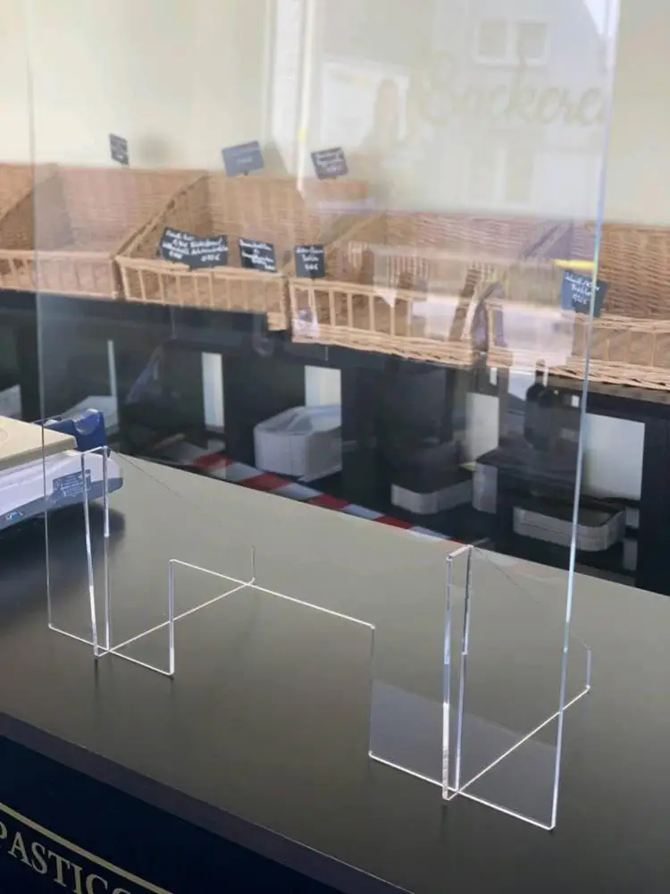 Custom transparent plexiglass acrylic reception desk sneeze guards clear protection screens for service counter