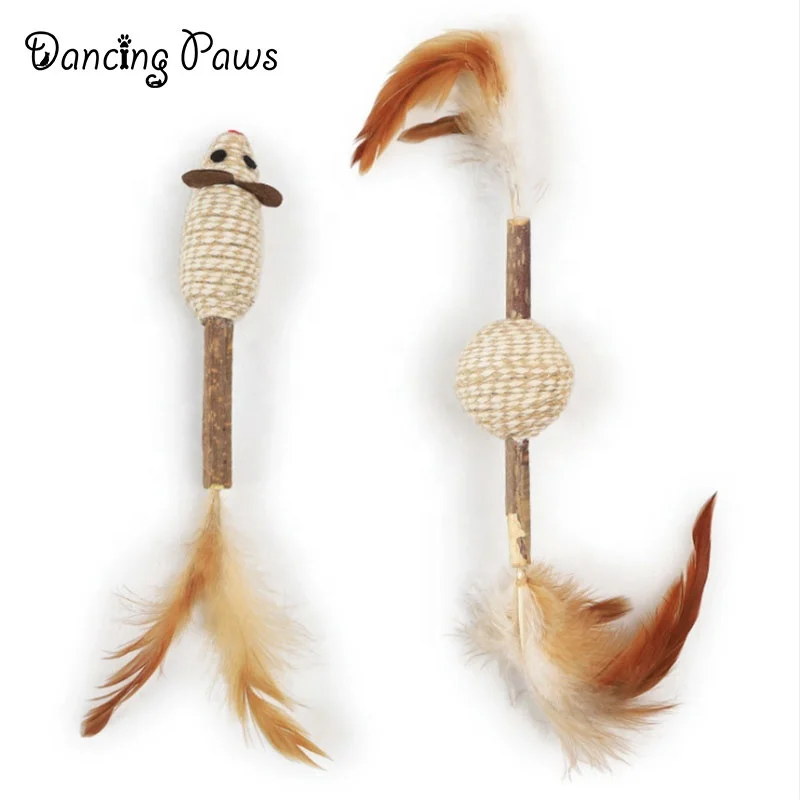 Natural Plant Cat Teeth Cleaning Chew Catnip Toys Silvervine Matatabi Chew Sticks with Sounding Bead inside 4 Cat Kitten Kitty