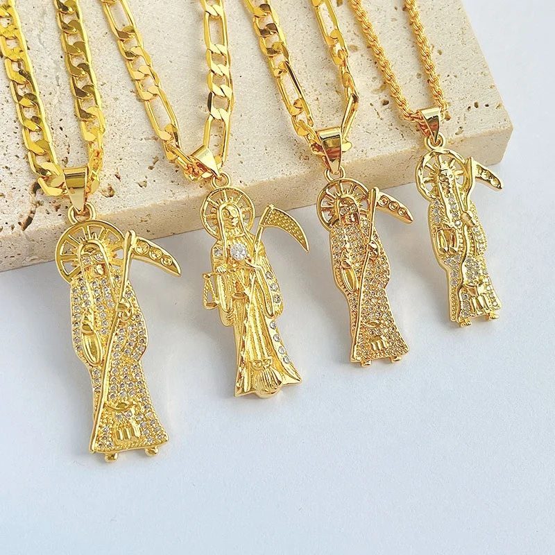 Factory Women Jewelry 18K Gold Plated Virgin Necklaces Micro  Zircon  Mary Pendant Necklaces