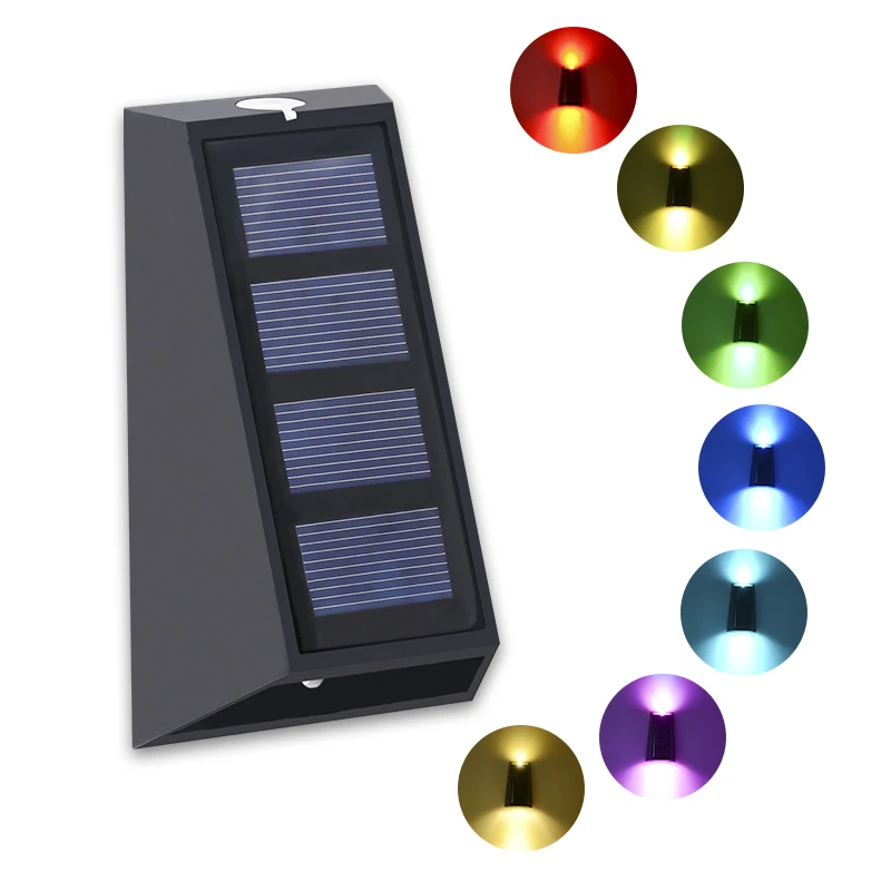 Easy Installation IP65 Waterproof RGB Motion Sensor Washer Powered Solar Led Wall Light For Outdoor