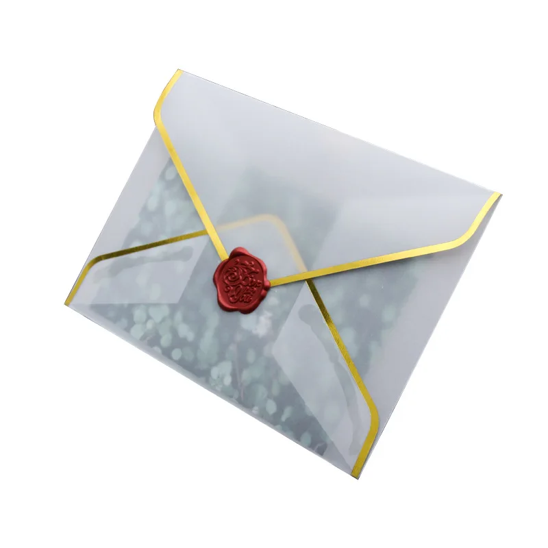 transparent tracing A7 paper envelope custom sticker seal gift card packing jewelry gold Wedding Invitation Envelope c5