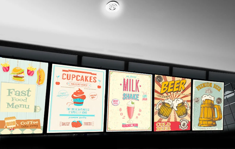 Custom Milk Tea Aluminum Frame Wall Magnetic LED Menu mounted shop name board animated light box