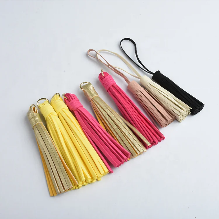 Customized Colourful Microfiber Leather Tassel Fringe For Clothing Accessories Keychain Handbag
