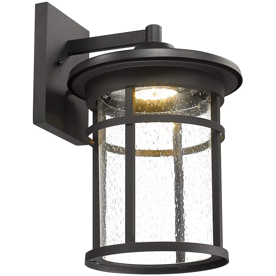 Retro Classic Exterior Garden Energy Saving LED Aluminum Bubble Glass Outdoor Wall Lamp