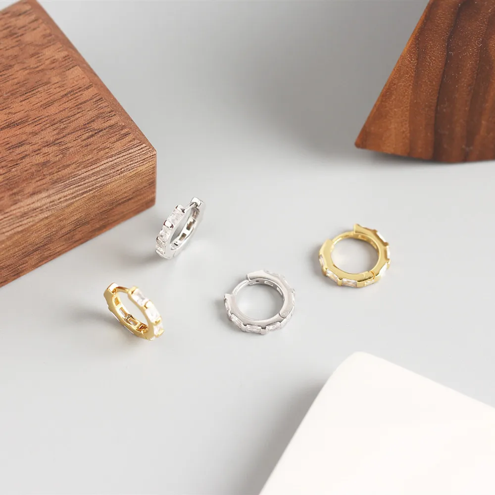 High quality rectangular zircon stirling silver women earrings 925 sterling manufacturing orecchini donna gioielli in argento