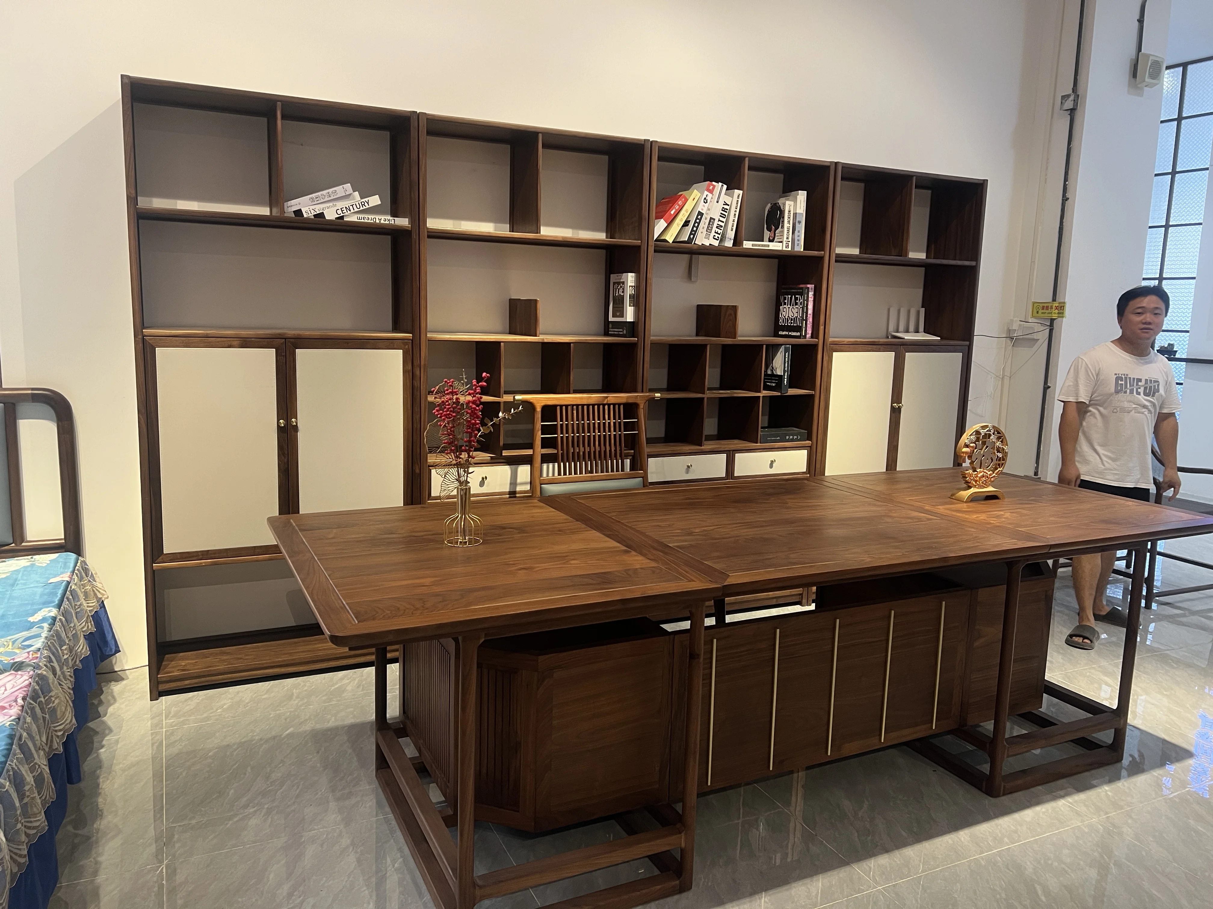 AJJ-YS253 New Chinese tea table and chair combination of solid wood furniture home office antique study tea table