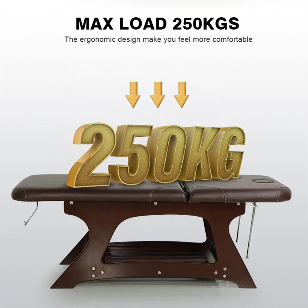 Luxury Modern Beauty Spa Salon Furniture Personal Care Adjustable Solid Wooden Thai Facial Bed Massage Table