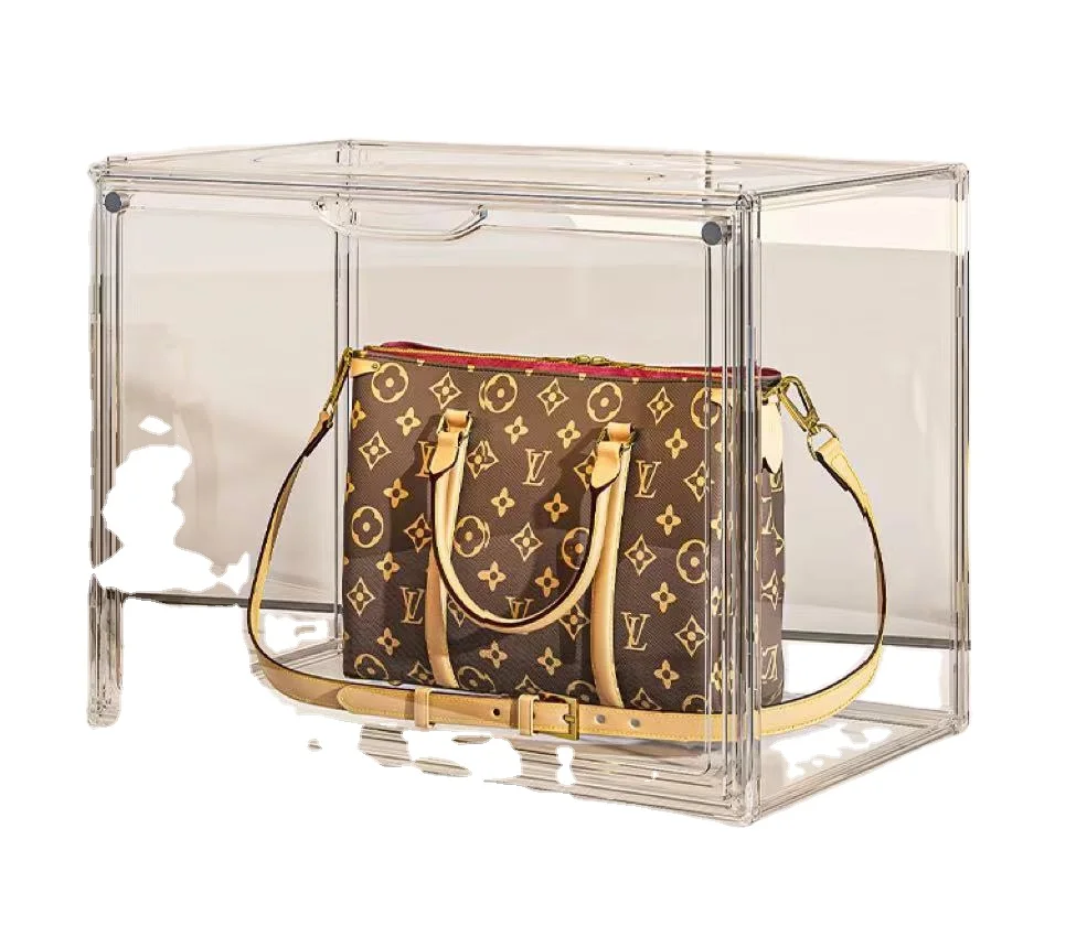 View larger image Add to Compare  Share Dust-proof Transparent Plastic Stackable Shoulder Bag Storage Boxes Acrylic Magnetic