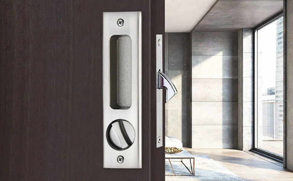 Sliding Barn Door Mortise Latch Lock Invisible Recessed Handle Latch with 3 Keys Interior Wood Pocket Door Lock