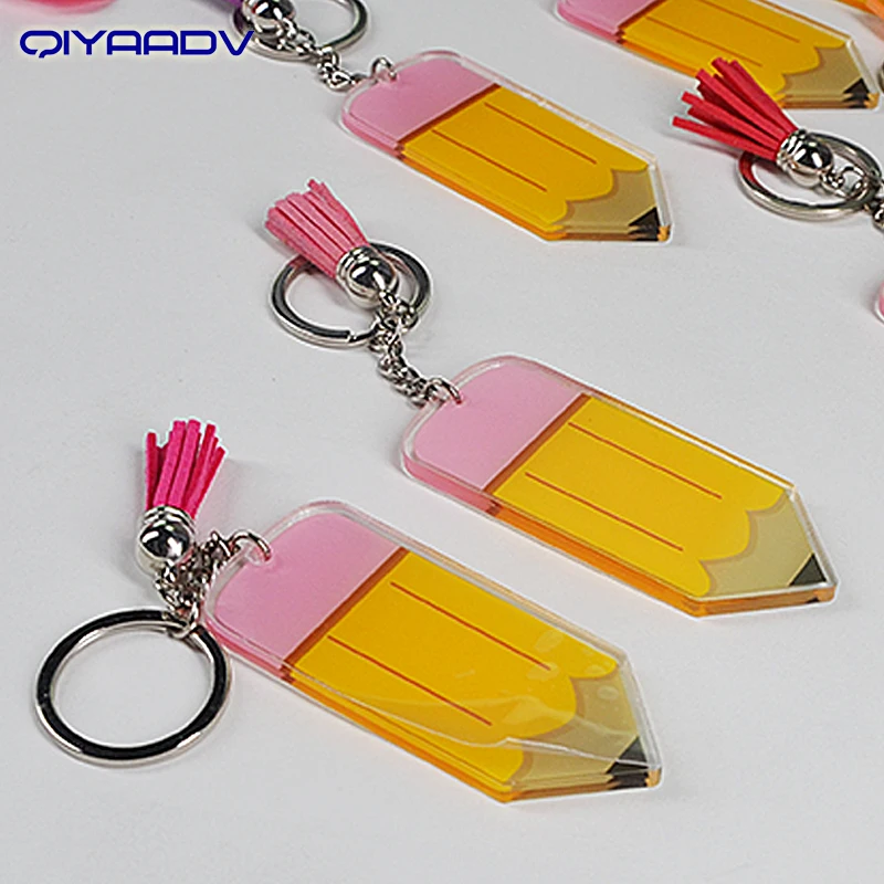 Teacher Appreciation gifts Pencil Acrylic Tassel Keychain