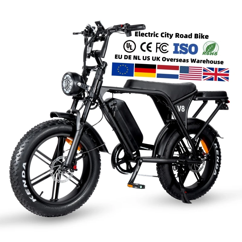 EU US Warehouse Dropshipping Fat Tyre Bike Cycle E Bicycle Moped Affordable Electric Bikes OUXI V8