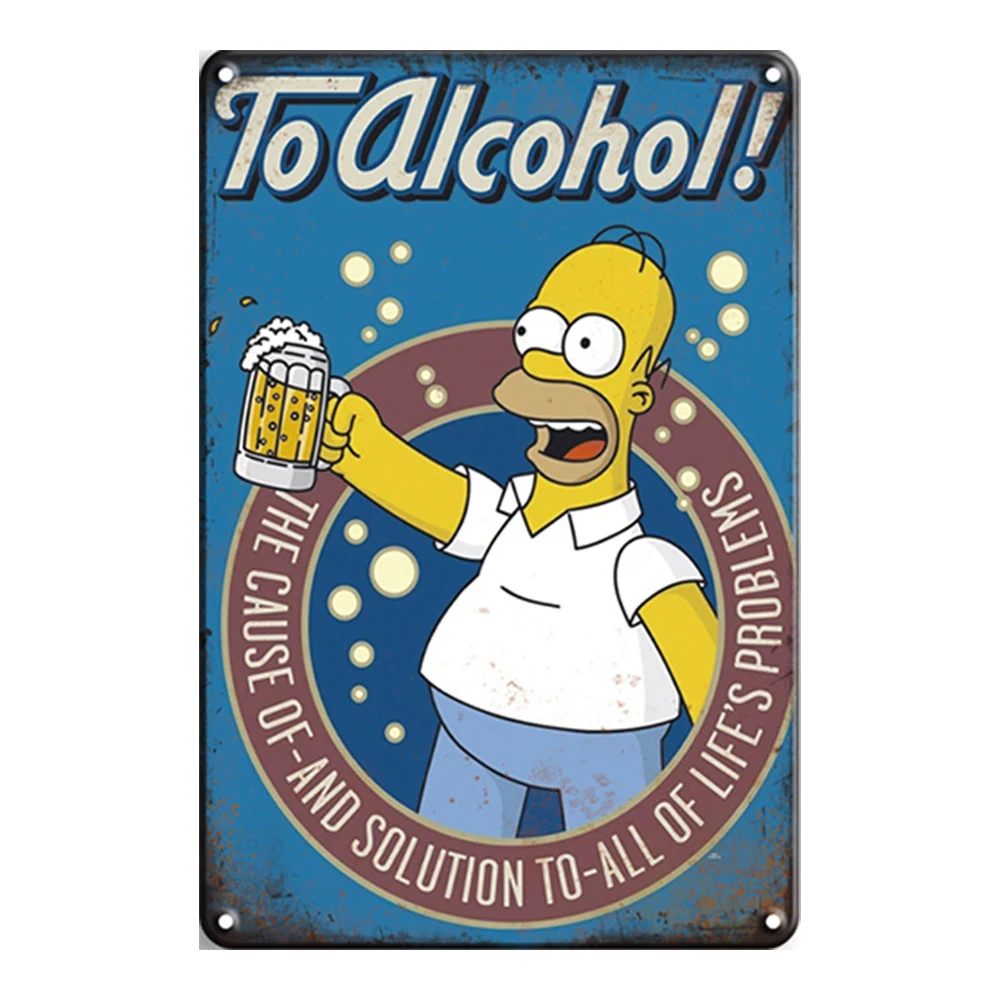 Bar Beer Vintage Metal Tin Signs, 20cm X 30cm, Bar Drinks Retro signs for Bar/Cafe/Home Kitchen/Restaurant/Garage/Man Cave.