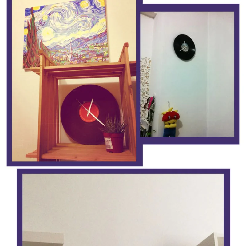 European Retro Nostalgic Ultra-Quiet Vinyl Record Personality Cafe Bar Decorative Wall Clock