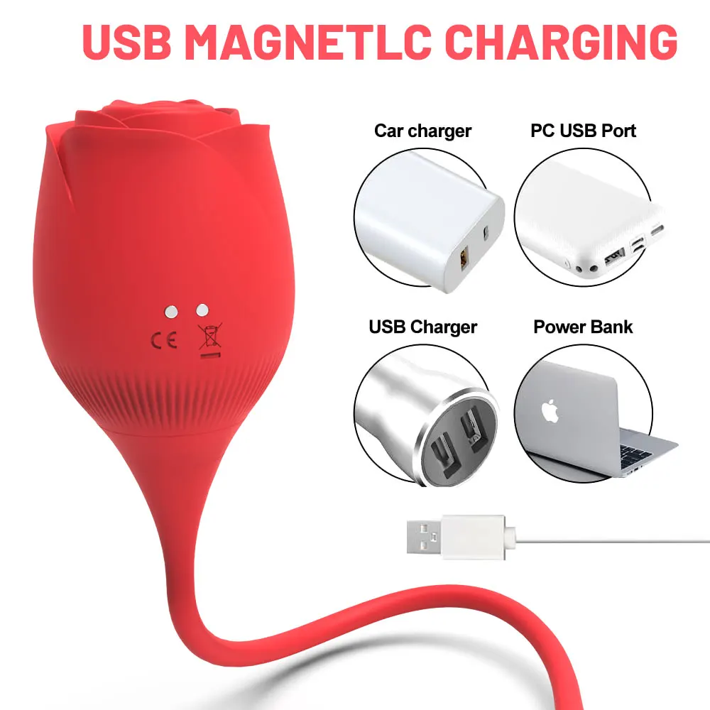 Hot Sale Best Seller Rose Sucking Vibrator 2 In 1 Rose Shape Vibrator Sex Toy Rose Vibrator Sex Products For Women