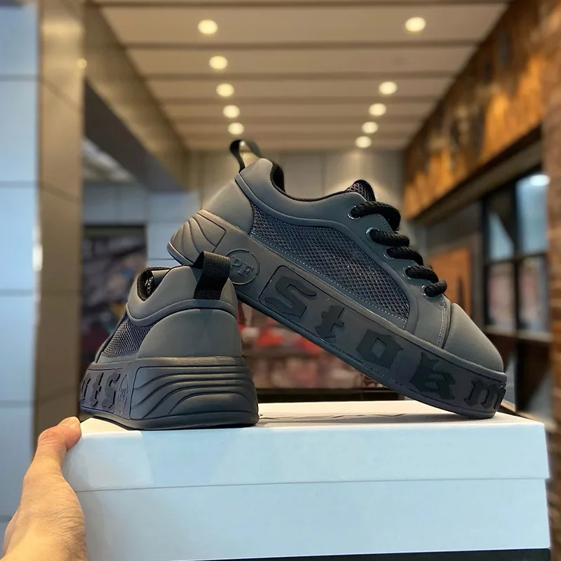 Shoes For Men New Styles Breathable Dirt Resistant Versatile Low Cut Thick Sole Height Increasing Super Soft  Mesh Casual Shoes