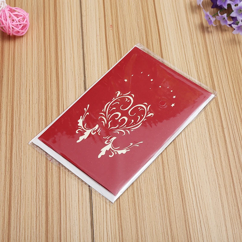 
Custom design printing paper 3D love heart laser cut pop up valentines greeting cards 