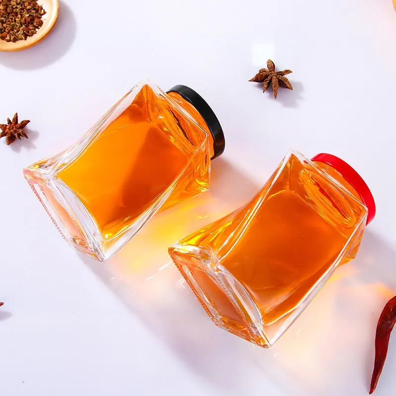 Thickened honey glass jar Jam 500g high-quality honey bottle twist crystal white glass sealed jar