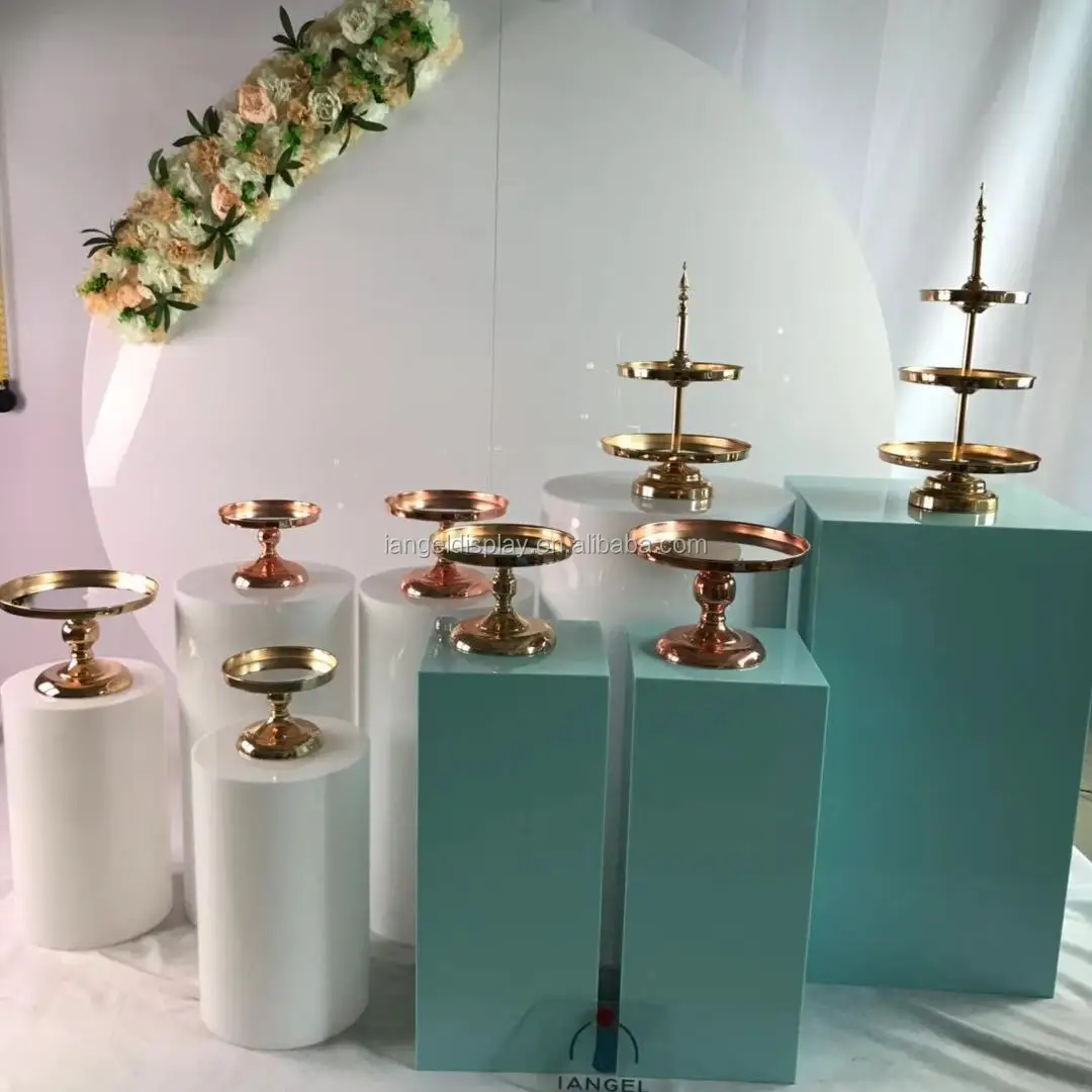 Iangel custom 70cm high acrylic white wedding decoration square column display rack
