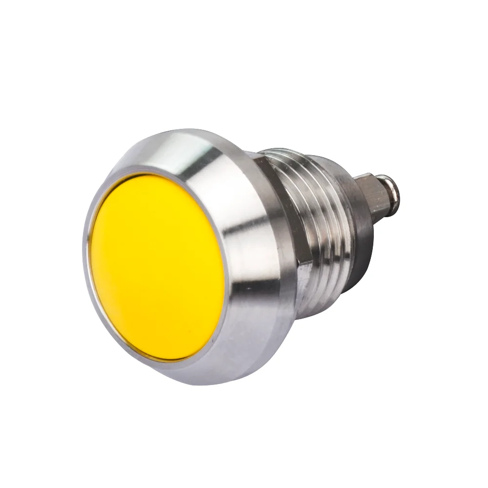 Screw terminal Waterproof momentary 1no short metal yellow push button switch