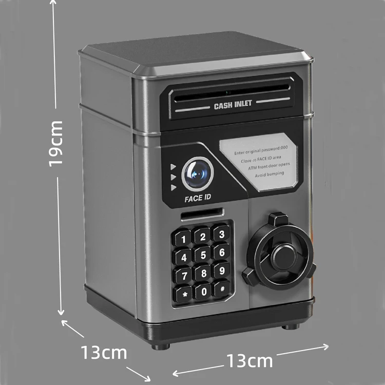 Wholesale NEW Simulation Face Recognition ATM Cash Pot Password Automatic Roll Money Safe Money Bank Box Educational Toy Gift