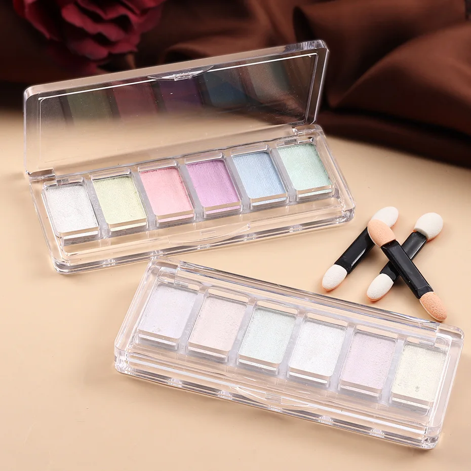 Palette Aurora Nail Powder 6 In 1 Style Solid Nail Powder Pigment Nail Art Diy Kit Mirror Powder