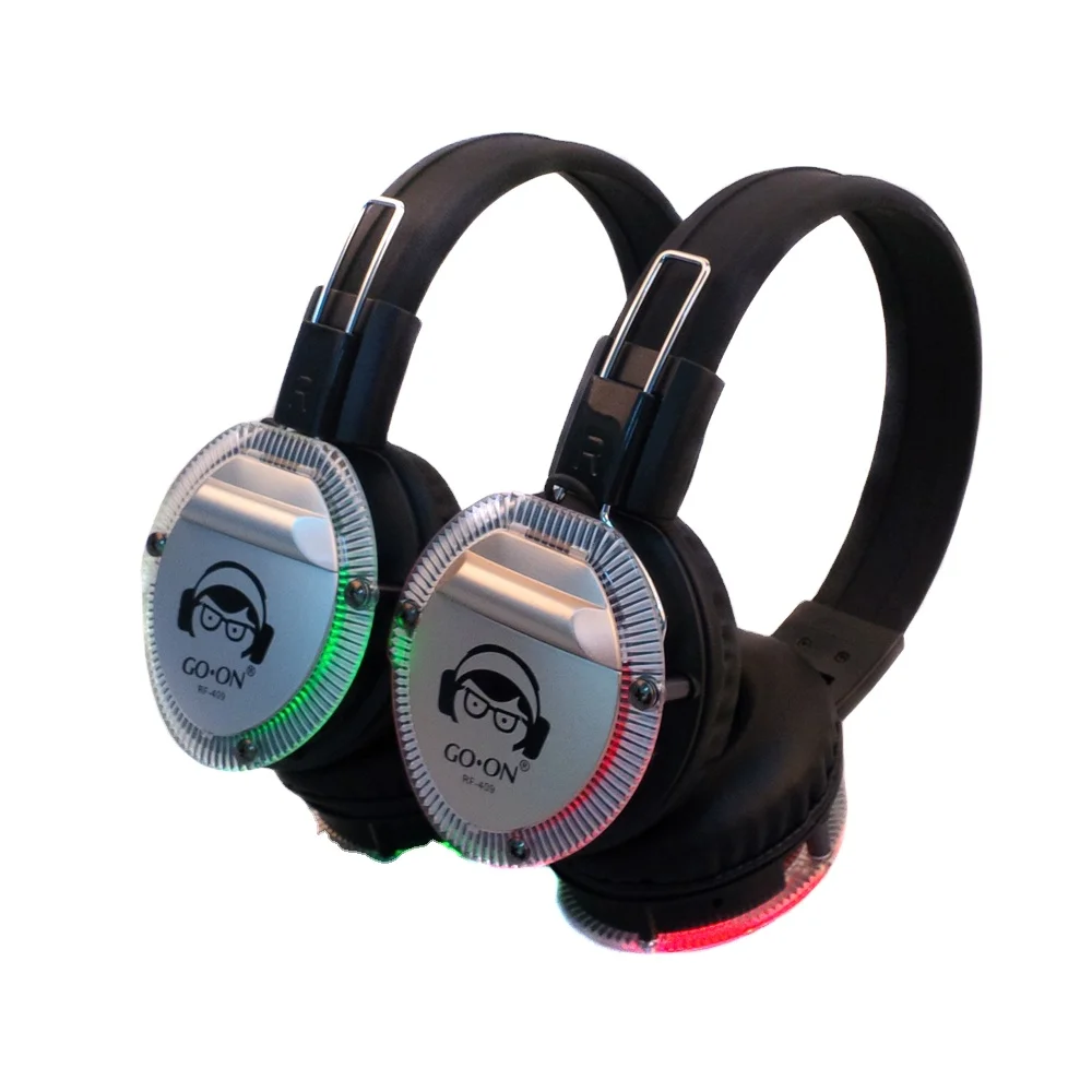 Hot Selling Wireless Silent Disco Headphone RF-409 Go-on Earphone Headset Noise Cancelling with Rechargeable Lithium Battery