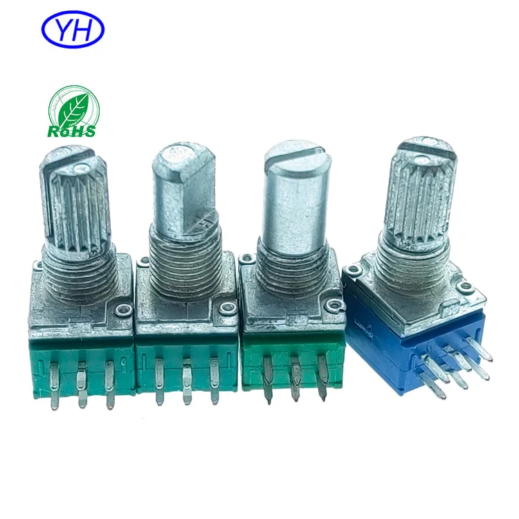 YUWAH Hot sales 9mm amplifier 10k 20k 50k 100k linear rotary stereo dual potentiometer alps RK097 alpha RD0902F Bourns PTD902
