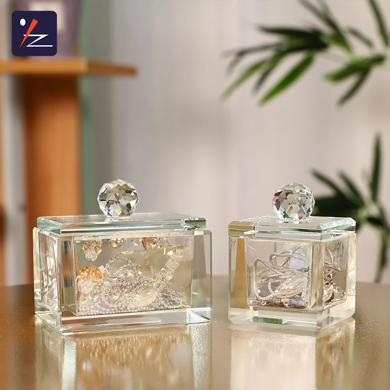 Wholesale Transparent Jewelry Box European crystal storage box storage k9 Crystal Glassbox crafts