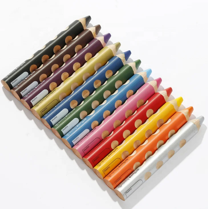 Children watercolors  groove triple 3 in 1 triangle colol  pencil wax crayon