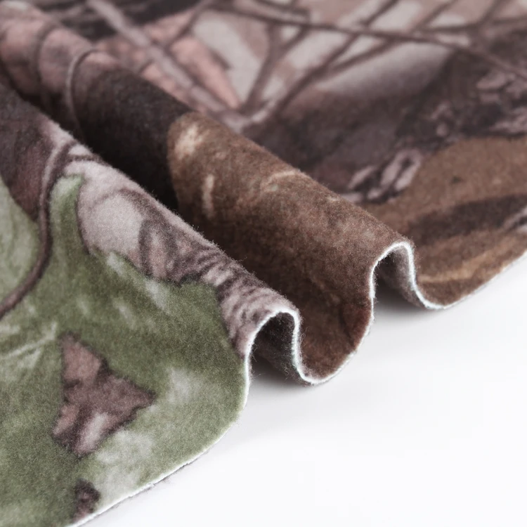 Hot Selling One Brush Anti-pilling Digital Printed Forest Micro Camo Polar Fleece Fabric for Winter