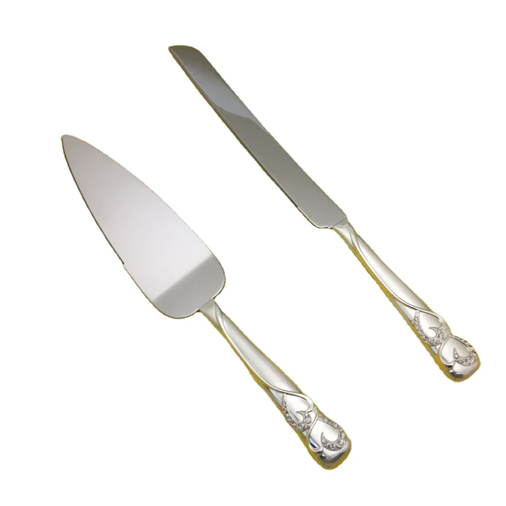 High grade stainless steel Anniversary Vintage Party cake shovel Decoration Silver Wedding cake knife and server set