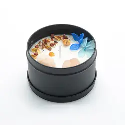 Luxury Custom Private Label Velas Dried Flowers Healing Crystal Aromatherapy Scented Candle/Candels