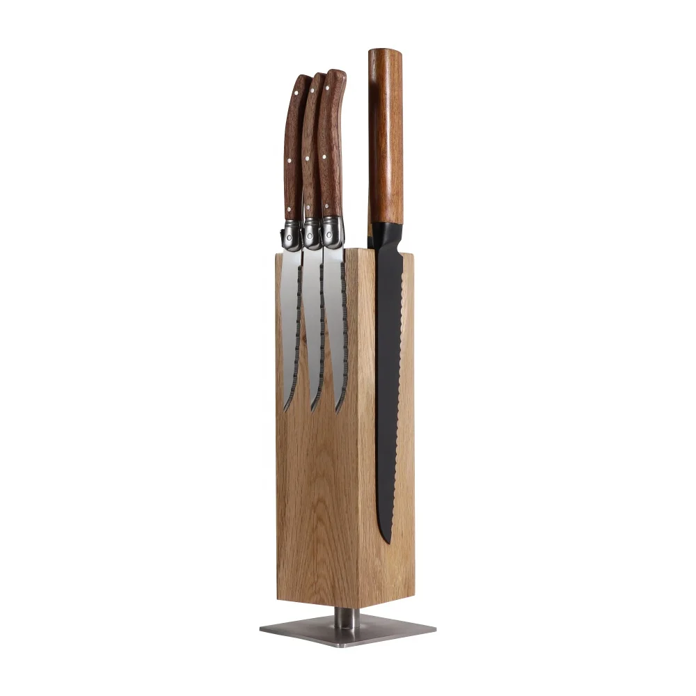 White Oak Magnetic Knife Block Four Sided Strong Magnet Magnetic Kitchen Knife Holder Multifunctional Knife Storage