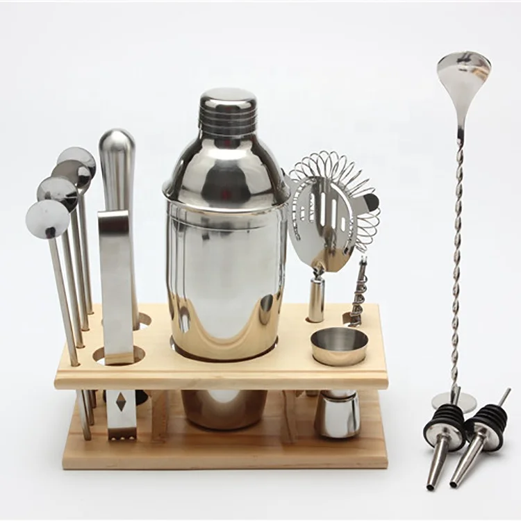 
14 pieces Stainless steel Cocktail Shaker mixer set Cocktail kit Mixology Bartender Bar Tendering Tool kit Barware set 