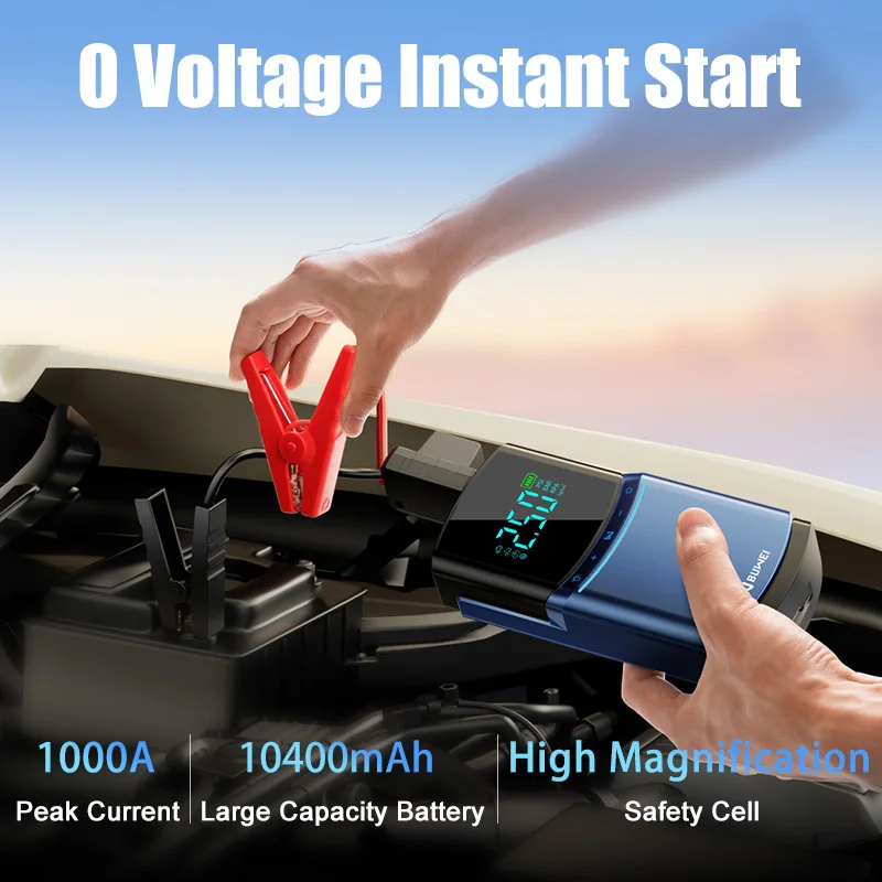 Car Jump Starter Power Bank Portable Air Pump with Air Pump Compressor Super Cost Effective Peak Current 2000A Motorcycle Pump