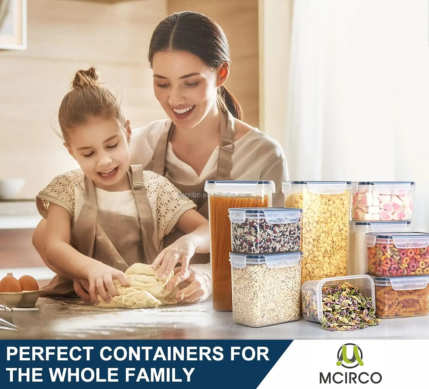 Best seller dry food storage container with lid airtight clear plastic pantry cereal snack food kitchen organizer