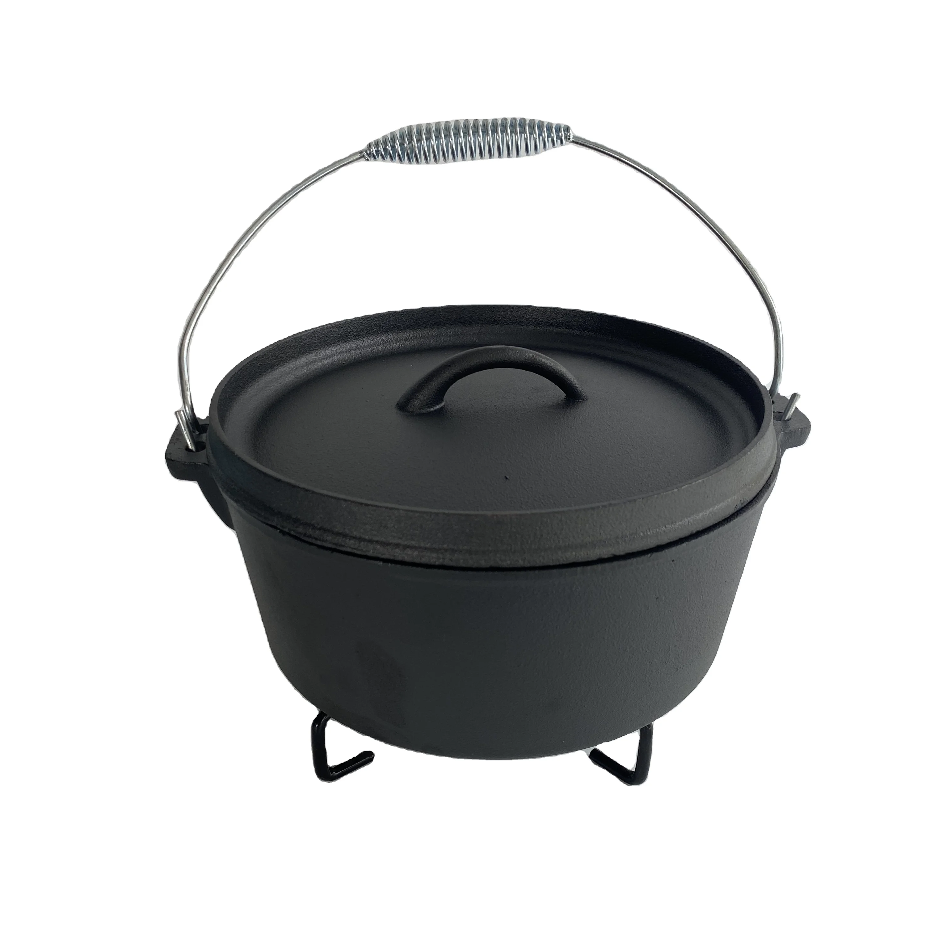 5 Quart Cast Iron Dutch Oven Pot and pan Camping Easy to Carry Cookware Cuisinart Pot with Leg and Lid