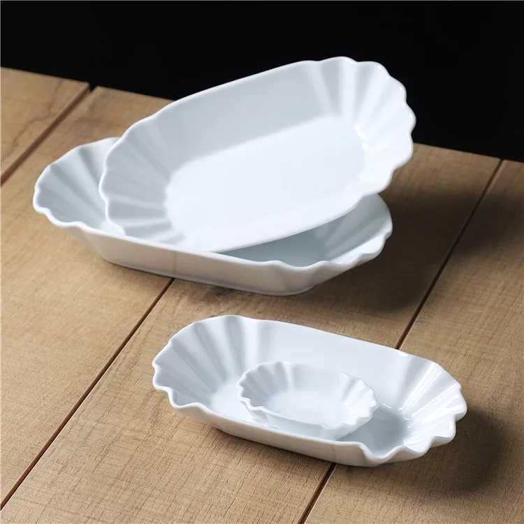 Creative design custom size elegant white porcelain dessert plate wedding decoration charger plate for party