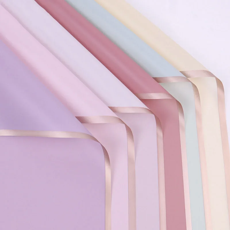 Wholesale Design Golden Edge Plastic Waterproof Frame Bouquet Flower Wrapping Paper