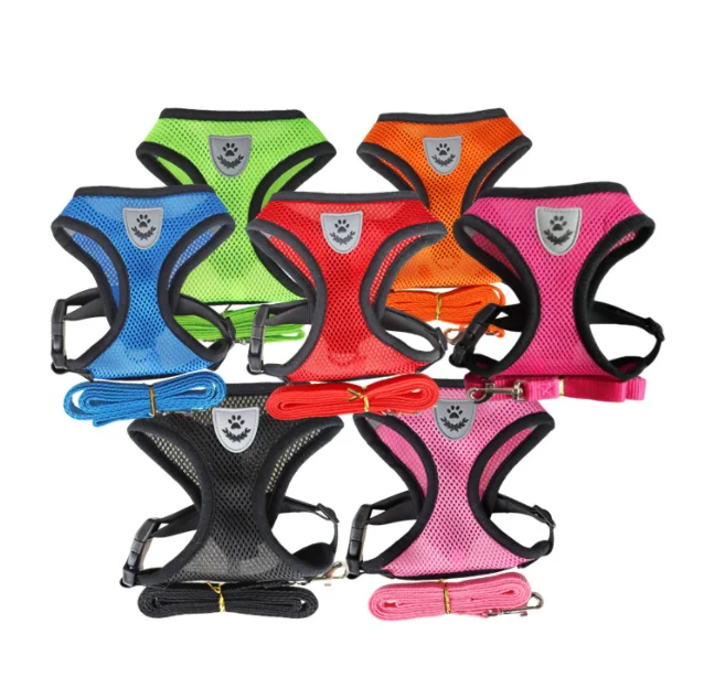 Breathable Mesh Small Dog Pet Harness And Leash Set Puppy Cat Vest Harness Collar For Chihuahua Pug Bulldog Cat