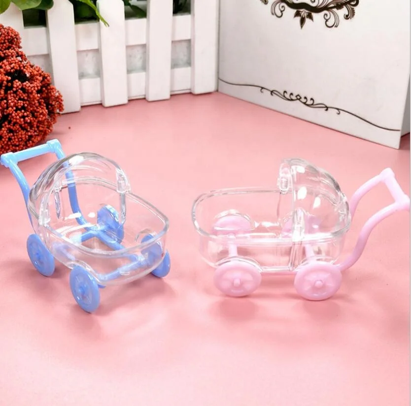 
Free shipping 50pcs/lot Baby Showers Plastic baby carriage favor box Candy Packing 