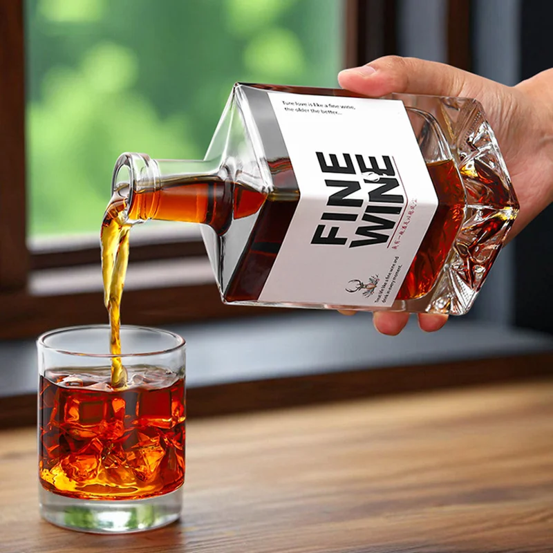 Wholesale 500ml Transparent Glass Water Drop Bottle Small Fruit Bottle With Aluminum Lid