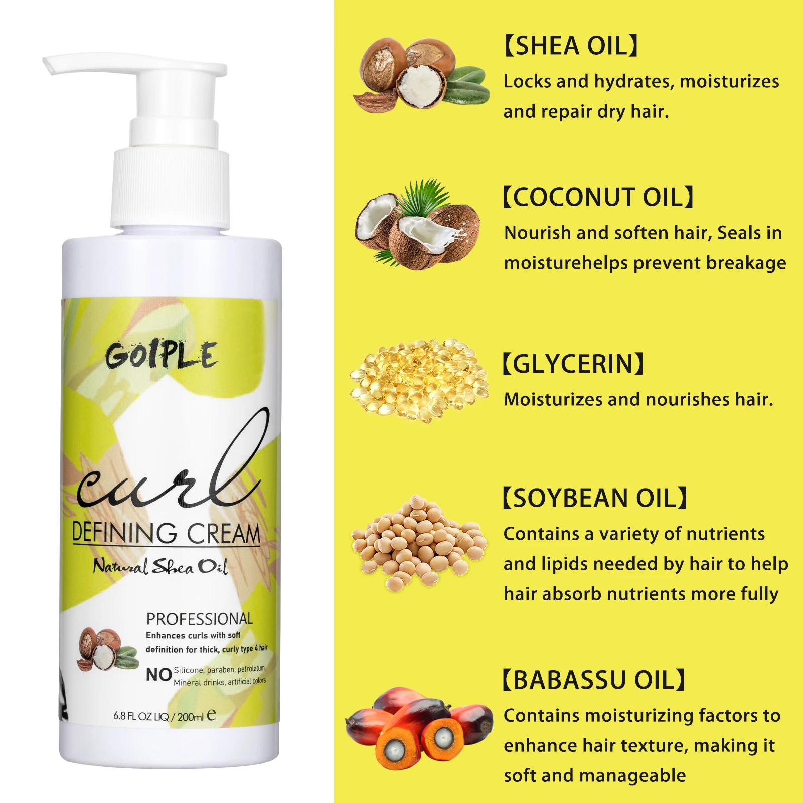 Private Label Shea Butter Curls Enhancer Enhancing Cream Hair Moisturizer Products for Define Curly Stretch Curl Defining Cream