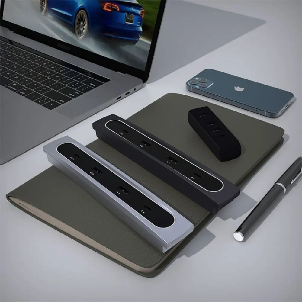 WZAUTO Hot Sale With Display Colorful Atmosphere Lights Fast Charging Central Control Expansion Dock USB Hub For Tesla Model 3/Y